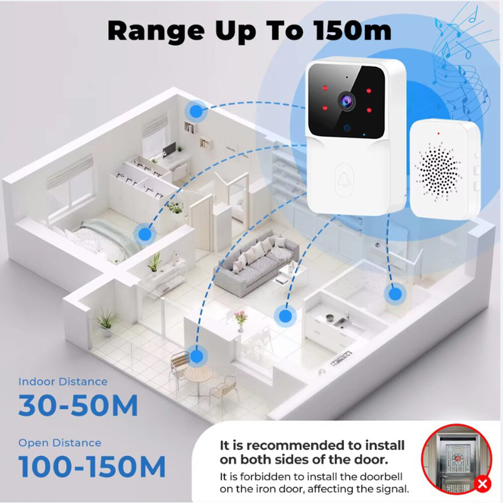 Smart WiFi Wireless Video Doorbell Security Ring Phone Camera Door Bell Intercom