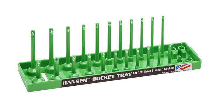 Hansen Global 1403 1/4" Dr. SAE Socket Organizer GREEN