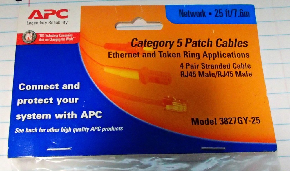 NEW APC CATEGORY 5 PATCH CABLES 3827GY-25