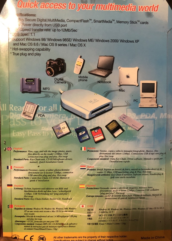 Datafab KECF-USBG USB Compact Flash Card Reader S41