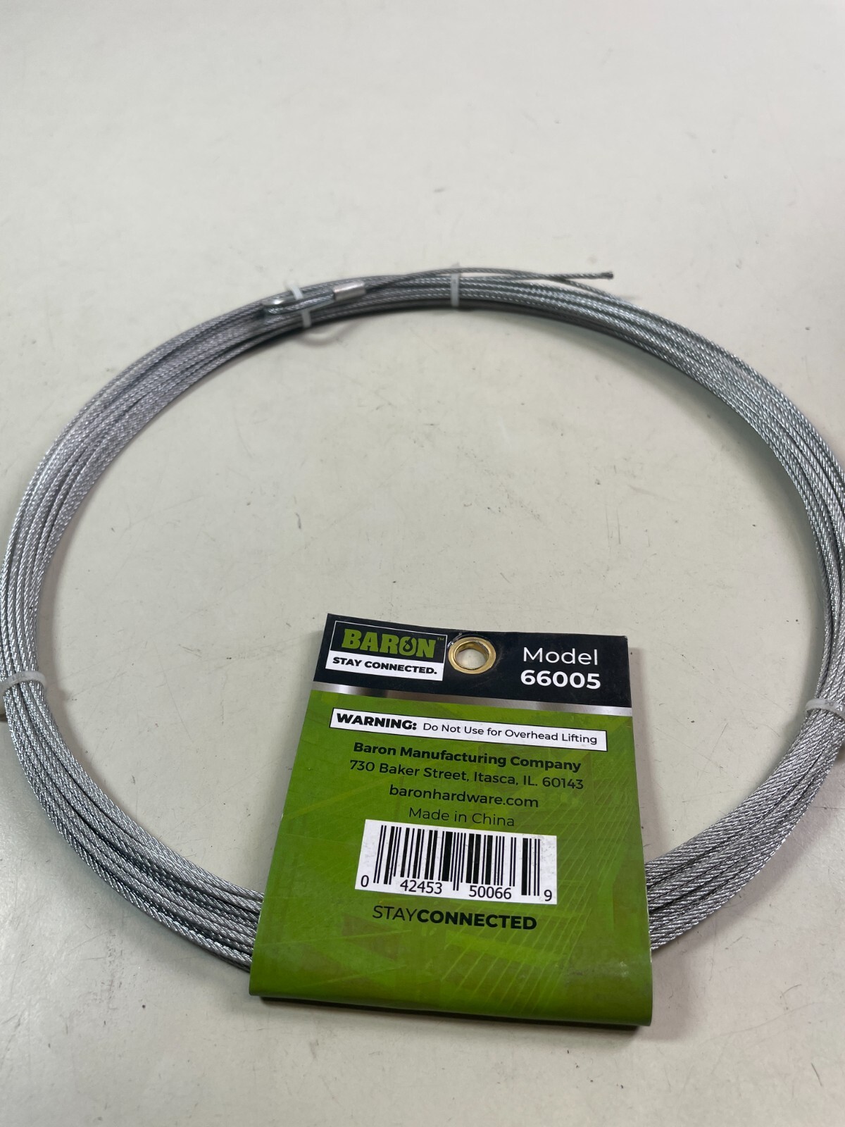 Steel Wire Rope Cable 1/16 in. x 50 ft. Security Cable Galvanized Baron 66005