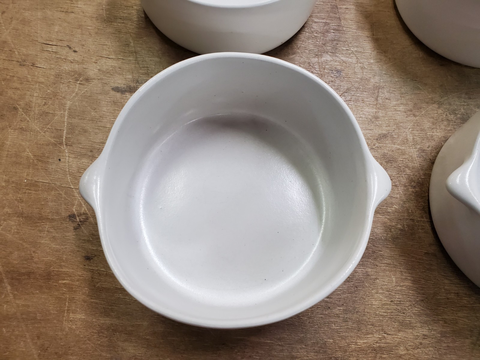 Bennington Potters Lugged Soup Bowls, Set of 4, #1641 Satin White Matte Glaze