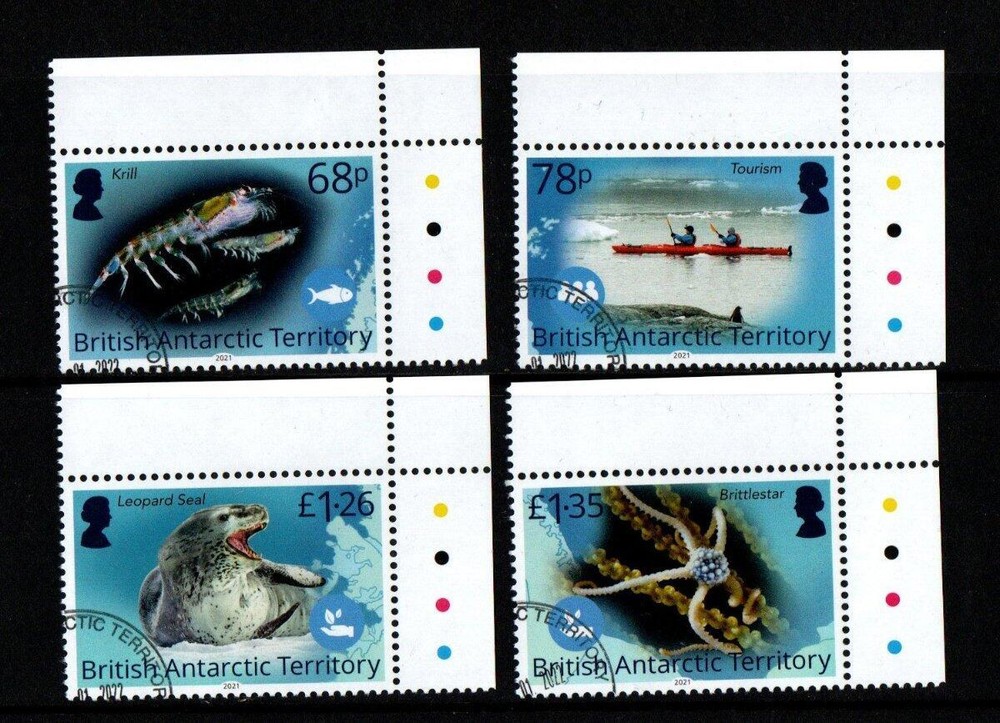 BRITISH ANTARCTIC  2021 SG812-815 BLUE BELT PROGRAMME  SET FINE USED