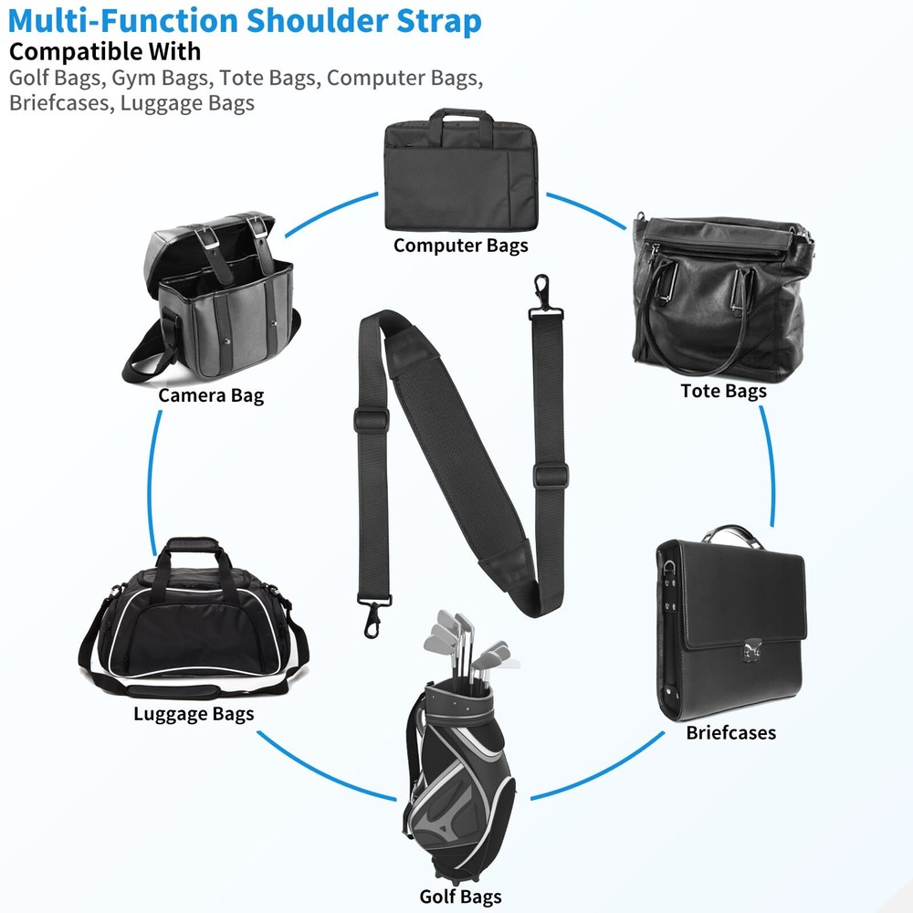 67" Universal Shoulder Strap Neoprene Thick Padded Bag Strap with Double Adju...