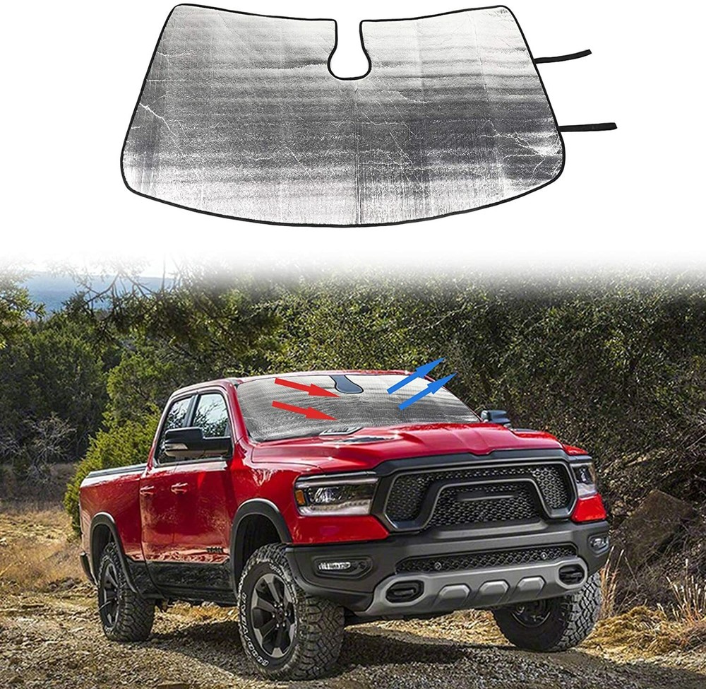 Car Front Window Windshield Sunshade Shade Visor Foldable For Dodge RAM 1500 18+