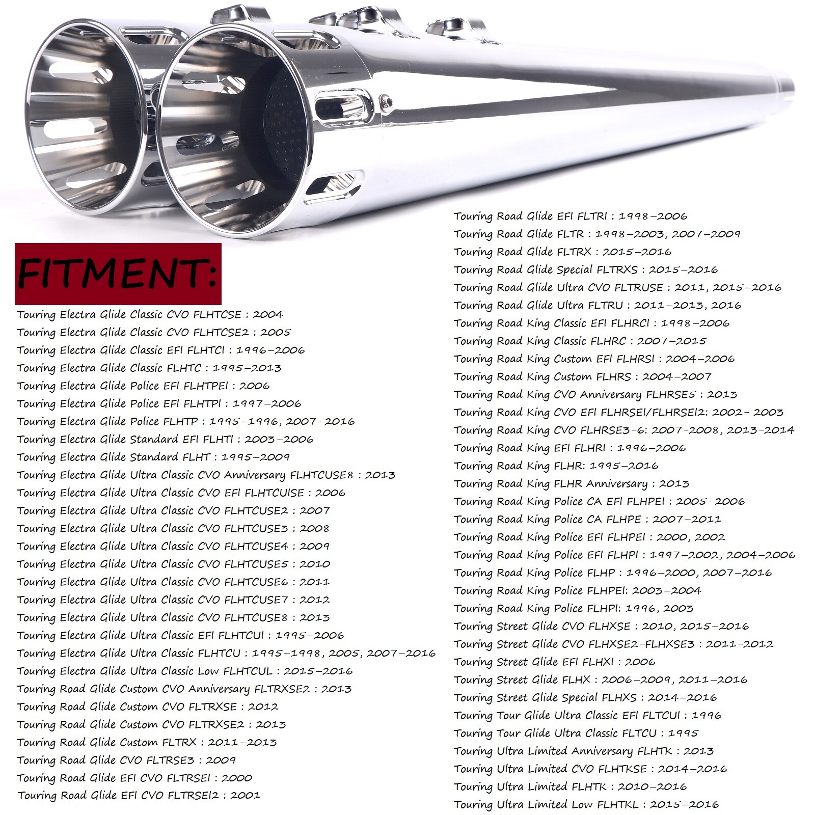 SHARKROAD 4.4" Slip Ons Megaphone For Harley Exhaust 95-16 Touring Great Sound