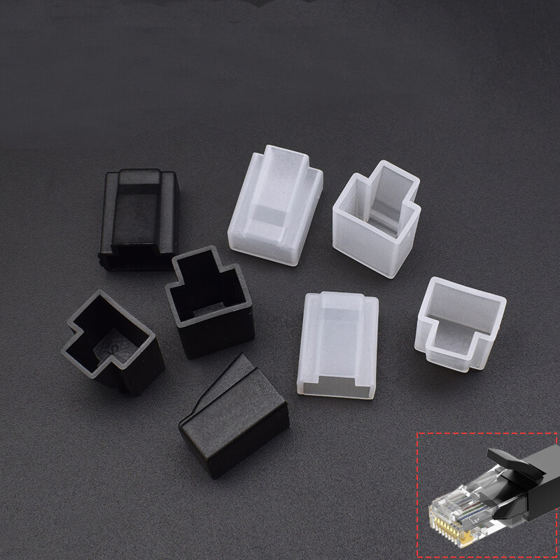 Black/Clear Network Cable Connector Cover Caps PE Plastic Dust Interface Protect