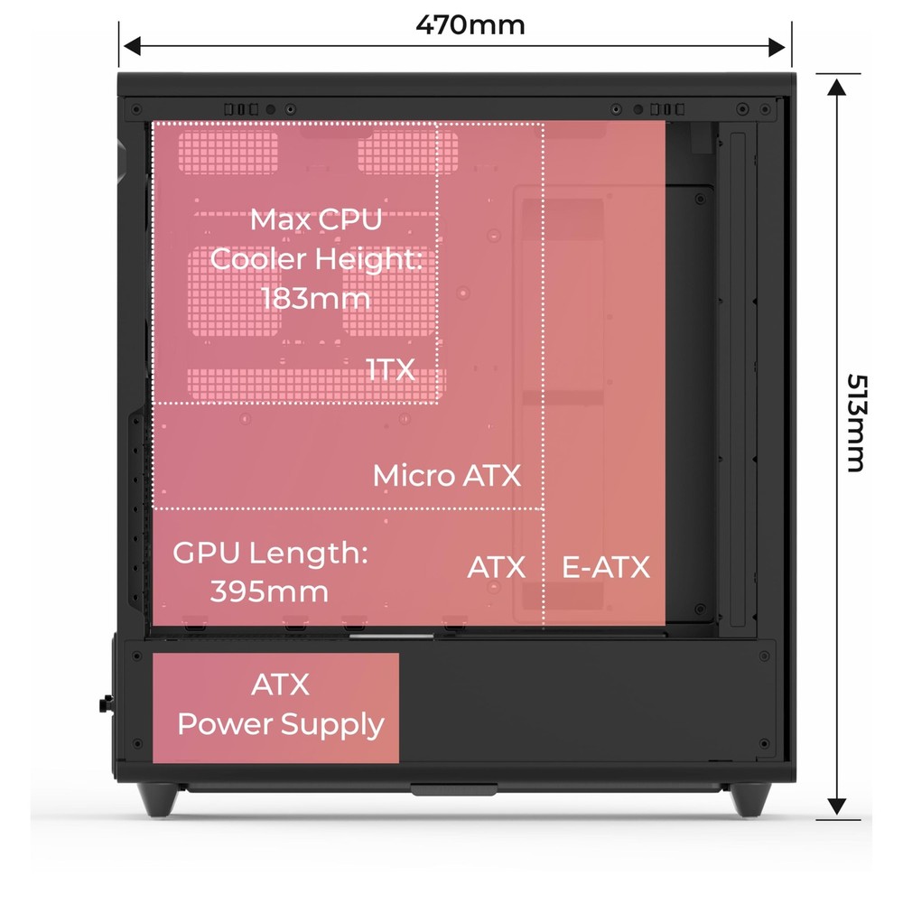Rosewill Helium Air Black Mid Tower Computer Gaming Case, Mesh Panel,
