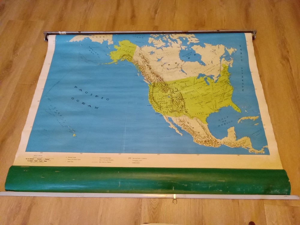 Vintage Pull Down School House Map