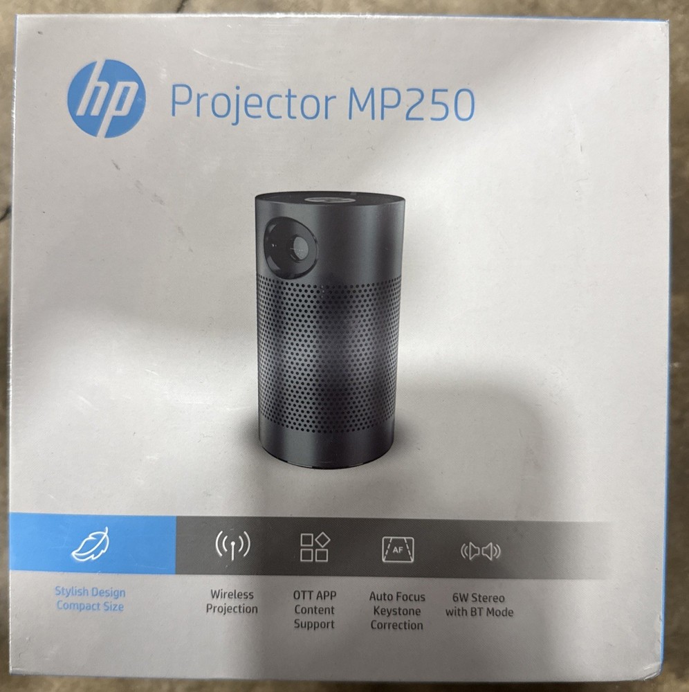 HP Projector MP250 Wireless Projection-OTTP App content Support, 6W Stereo