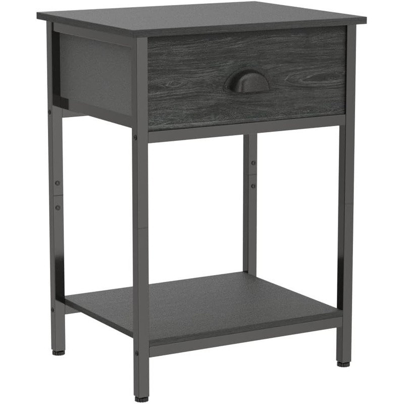 Sturdy Bedside Table W/ Fabric Drawer 3-Tier Storage Multi-Function Unit New