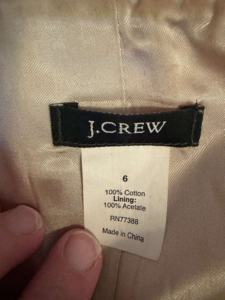 J.Crew Ruffle Jacket Cropped 3/4 Sleeve Button Front Coral Pink Size 6 Statement