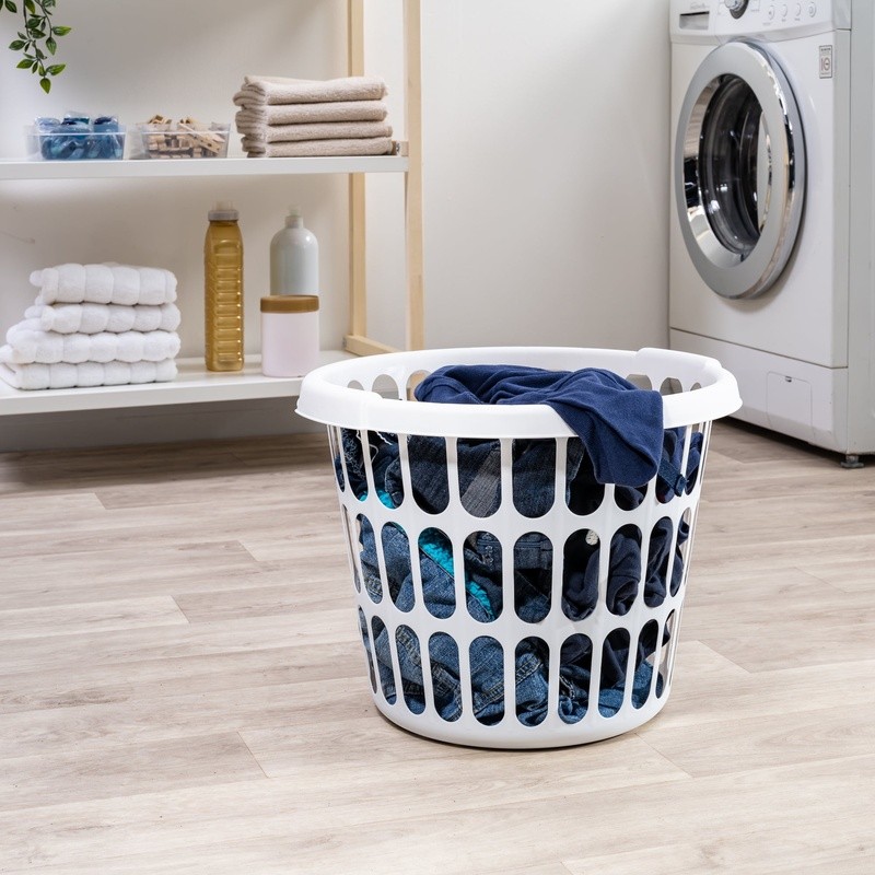 Lightweight Round Laundry Basket Ventilated Hamper W/ Handles Home Use
