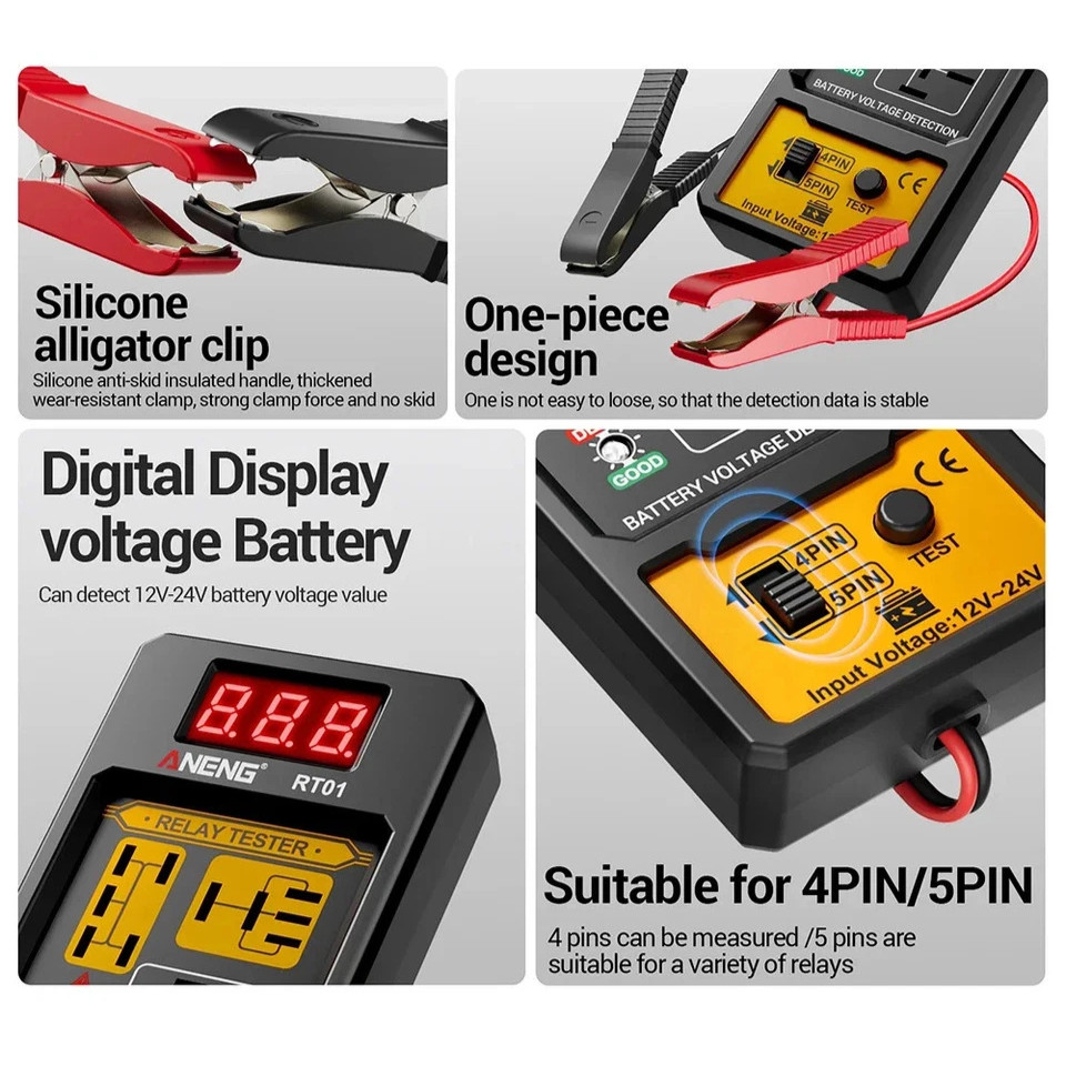 New Automotive Electronic Relay Car Relay Tester -4/5Pin 12V Car Diagnostic Tool