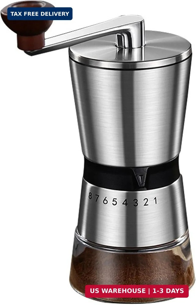 Precision Manual Coffee Grinder for Home Use, 8 Adjustable Coarseness Setting,wi