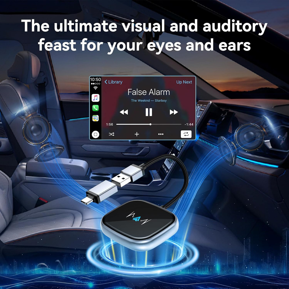 Wireless Auto Adapter, Wireless Carplay Adapter, Latest NFC Touchscreen Connecti