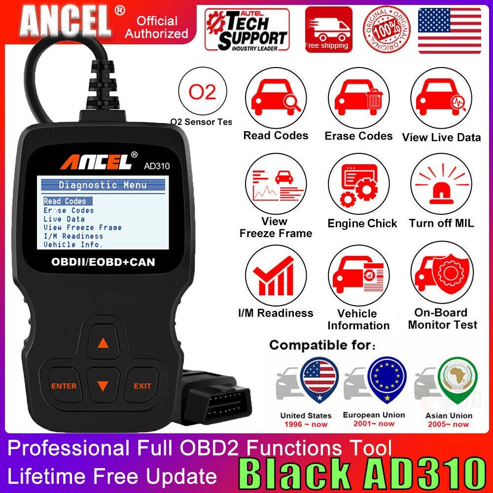 Toyota RAV4 OBDII OBD2 Car Fault Code Service Reader Reset Scanner AD310 Tool US