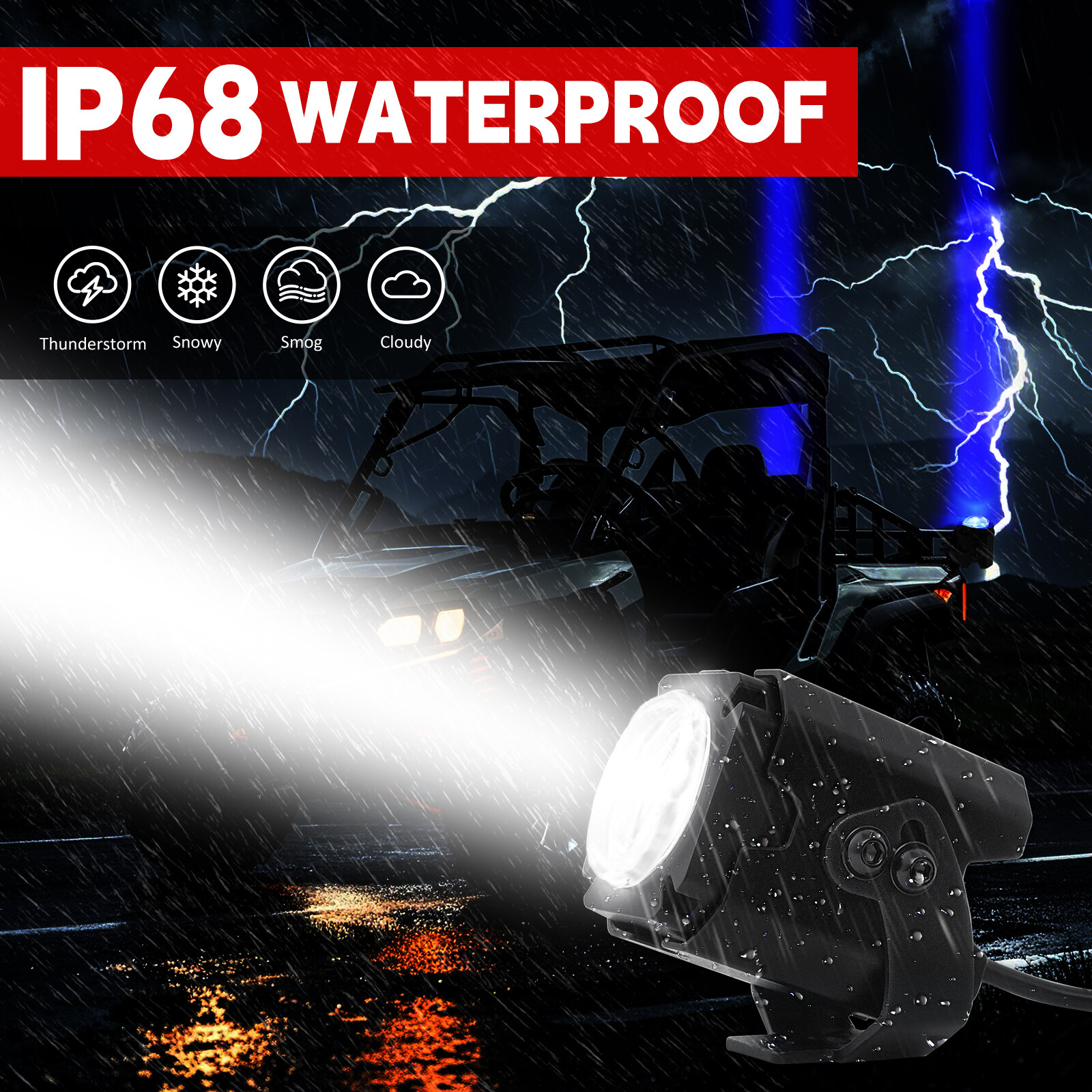 Laser RGB LED Whip Lights Whipless Antenna Remote For ATV UTV Can Am Polaris RZR