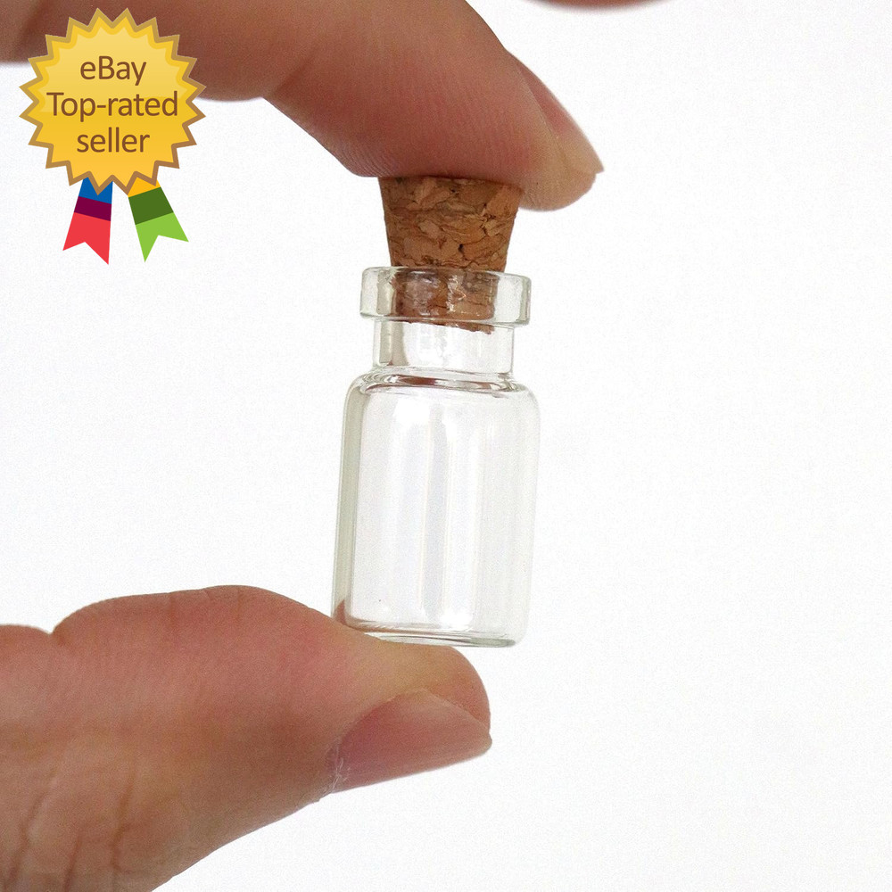 100Pcs 1Ml Small Mini Glass Bottles Jars with Cork Stoppers Tiny Vials