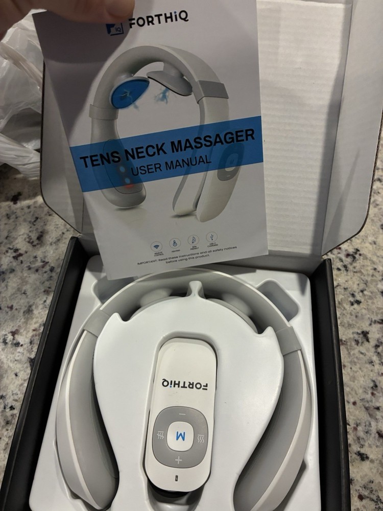 Forthiq TENS Neck Massager Remote Control Heating USB-C Charging White/Gray