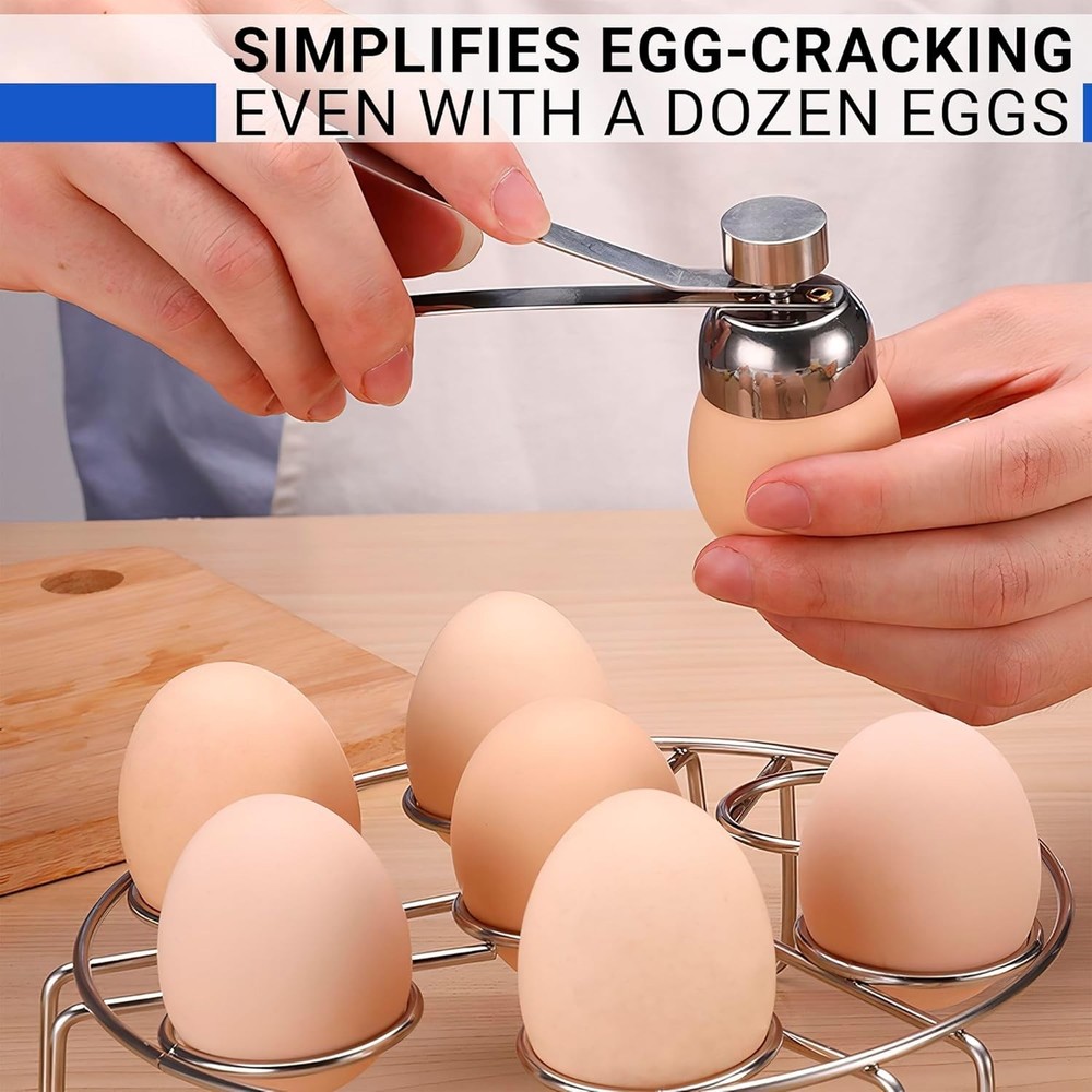 Egg Cracker Tool for Raw Eggs - Stainless Steel Shell Opener