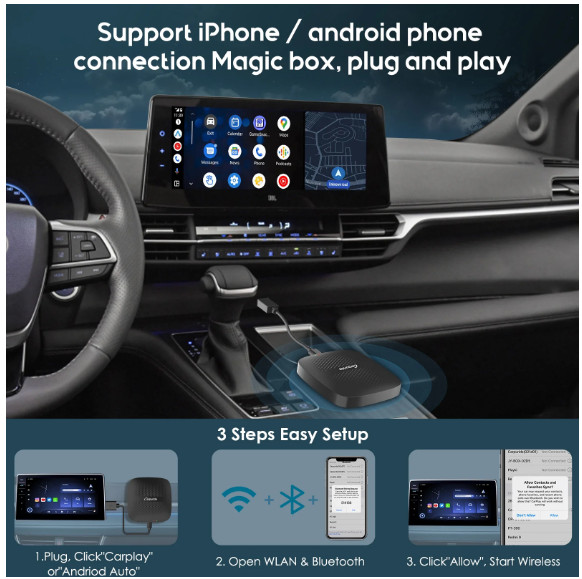2-in-1 Magic Box adapter - Wireless CarPlay or Android Auto Adapte