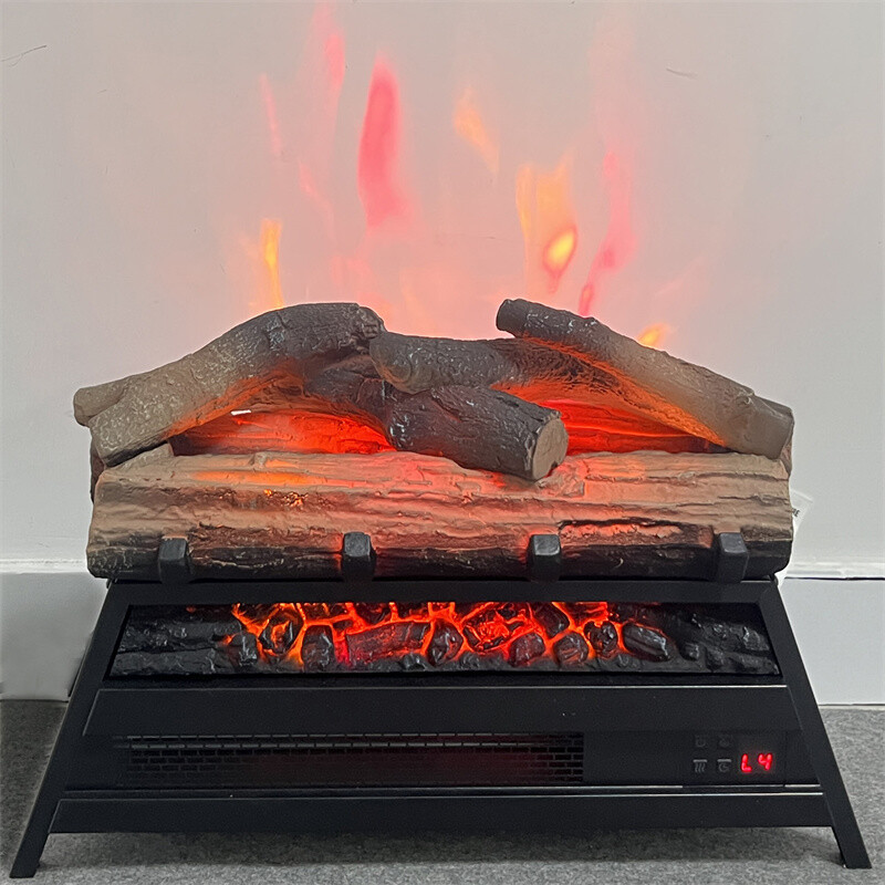 23 in Electric Fireplace Insert Log Heater w/3D Flame Remote & Overheat Function