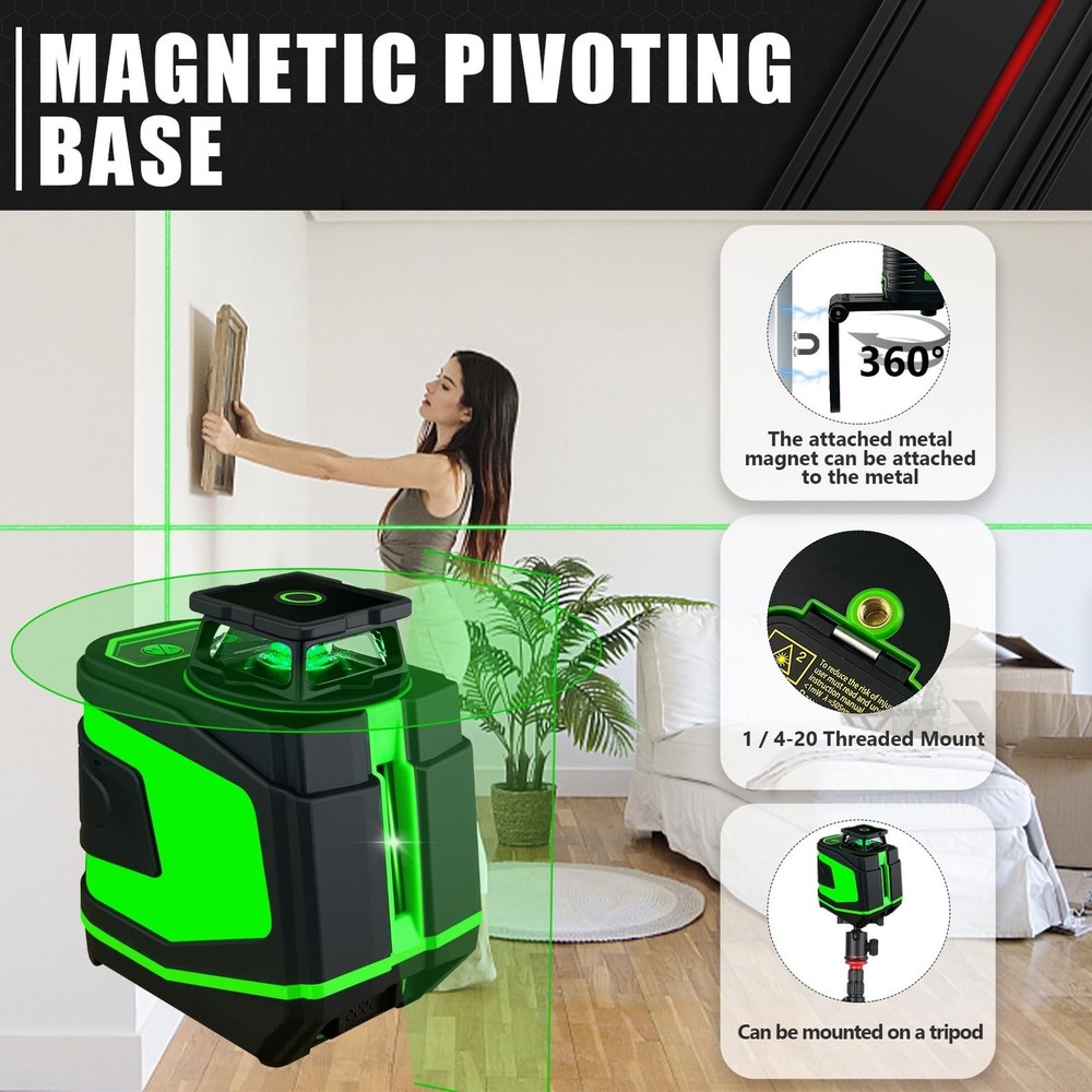 5 Line Laser Level,100ft Self-Leveling Green Level,Cross 5 LINE,