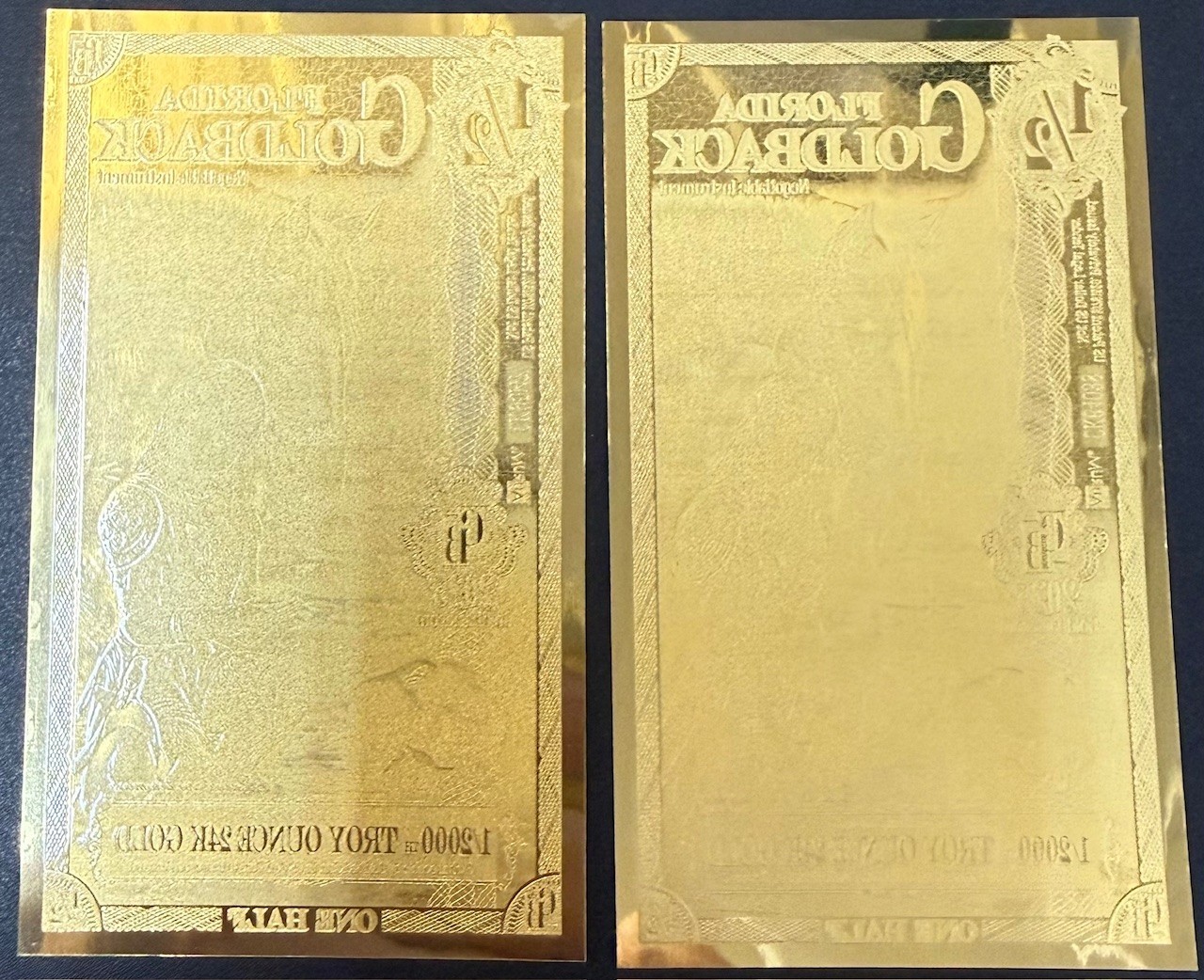 GOLD - [Lot of 2] 1/2 Florida Goldback 24K Gold Notes set of 2