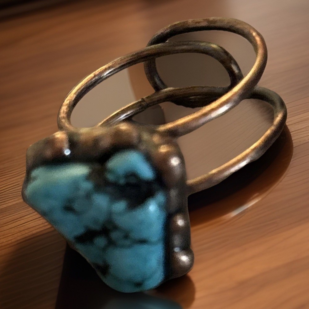 Turquoise Ring Adjustable Copper - IRREGULAR CUT NATURAL