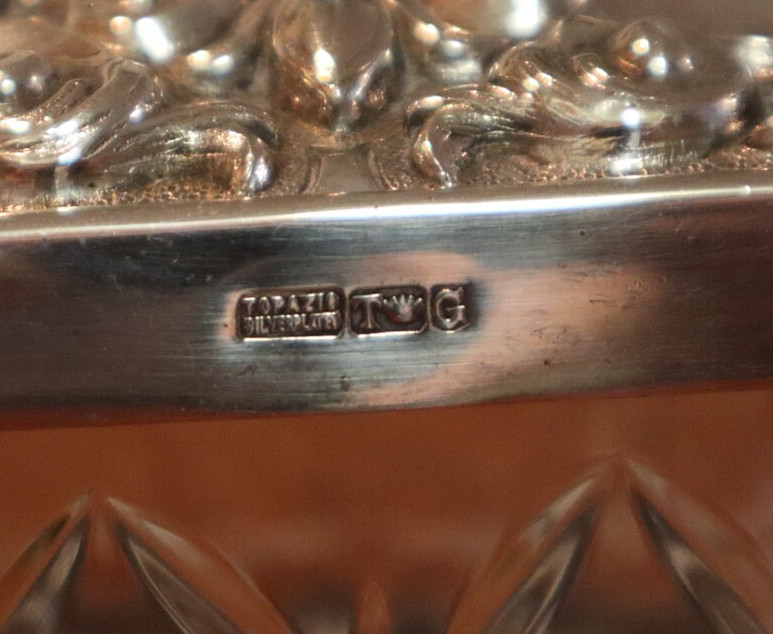 Vintage Silverplated Repousse - Covered Glass Box ~ Made In PORTUGAL