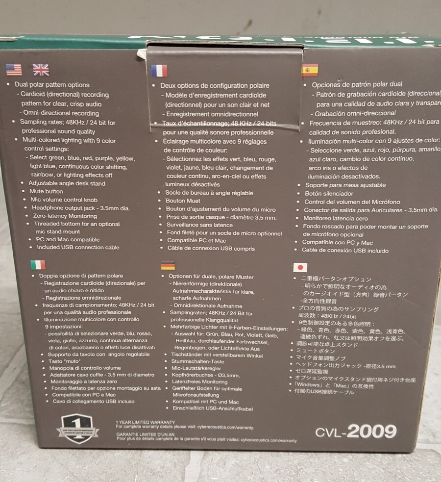 OPEN BOX Cyber Acoustics Teton Microphone Model : CVL-2009