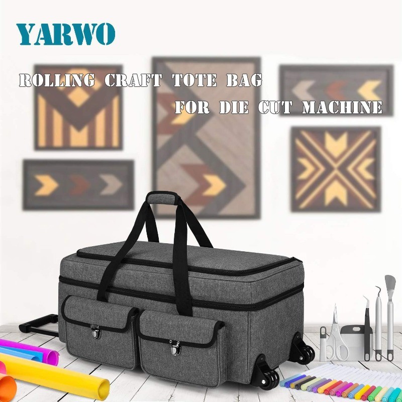 Rolling Craft Tote Bag with Wheels Compatible for Cricut Maker 4 Maker 3 Maker