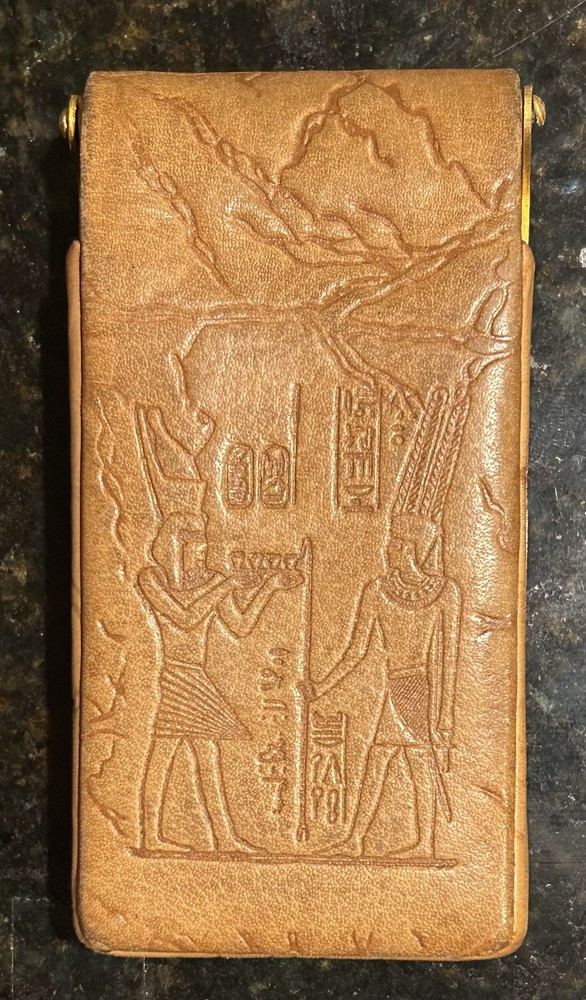 Vintage Leather Egyptian Style Cigarette Case