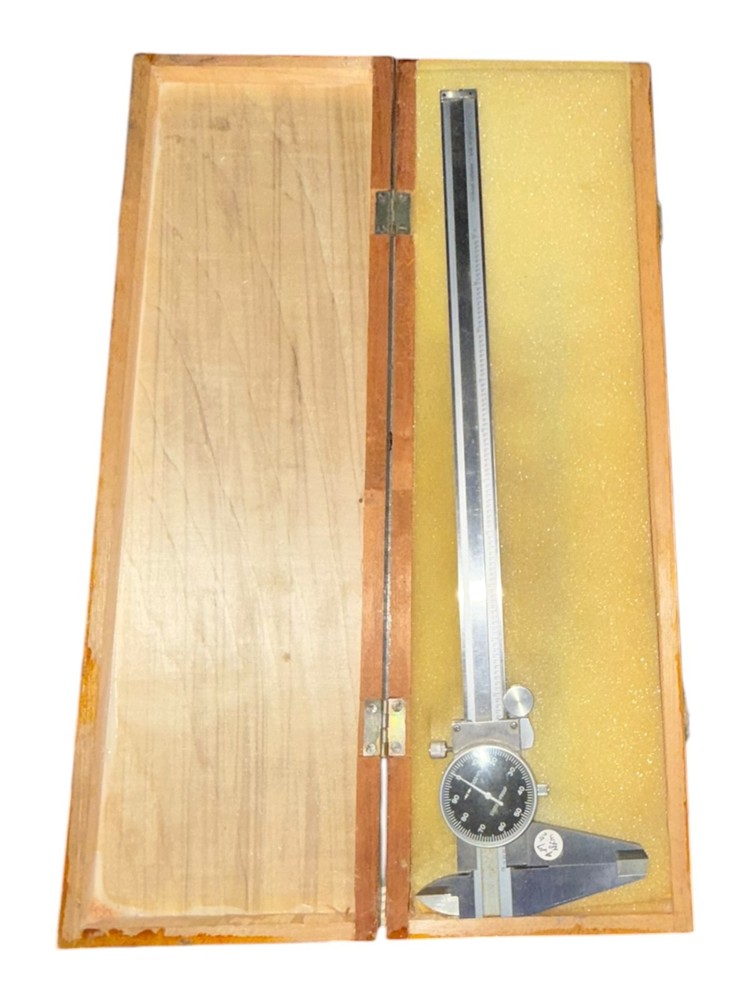 12" Dial Caliper 0.001" Shock-Proof Precision Measuring Tool with Wood Case