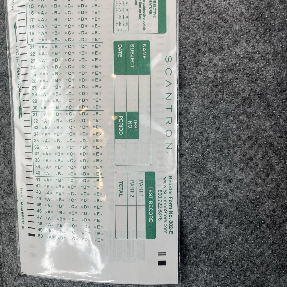 - 882-E Scantron Compatible Testing Sheet (6 Sheet Pack)