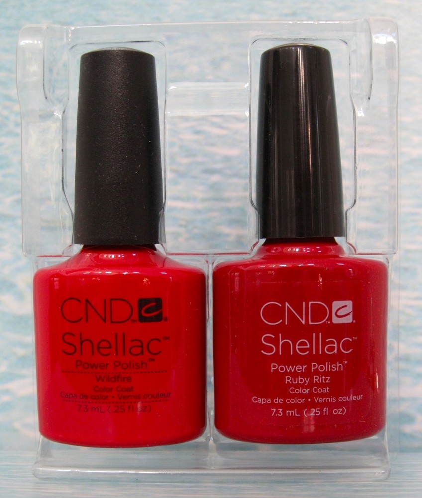 CND SHELLAC RUBY RITZ & WILDFIRE Perfect Pair Red Gel Polish Set NIB Ltd Ed