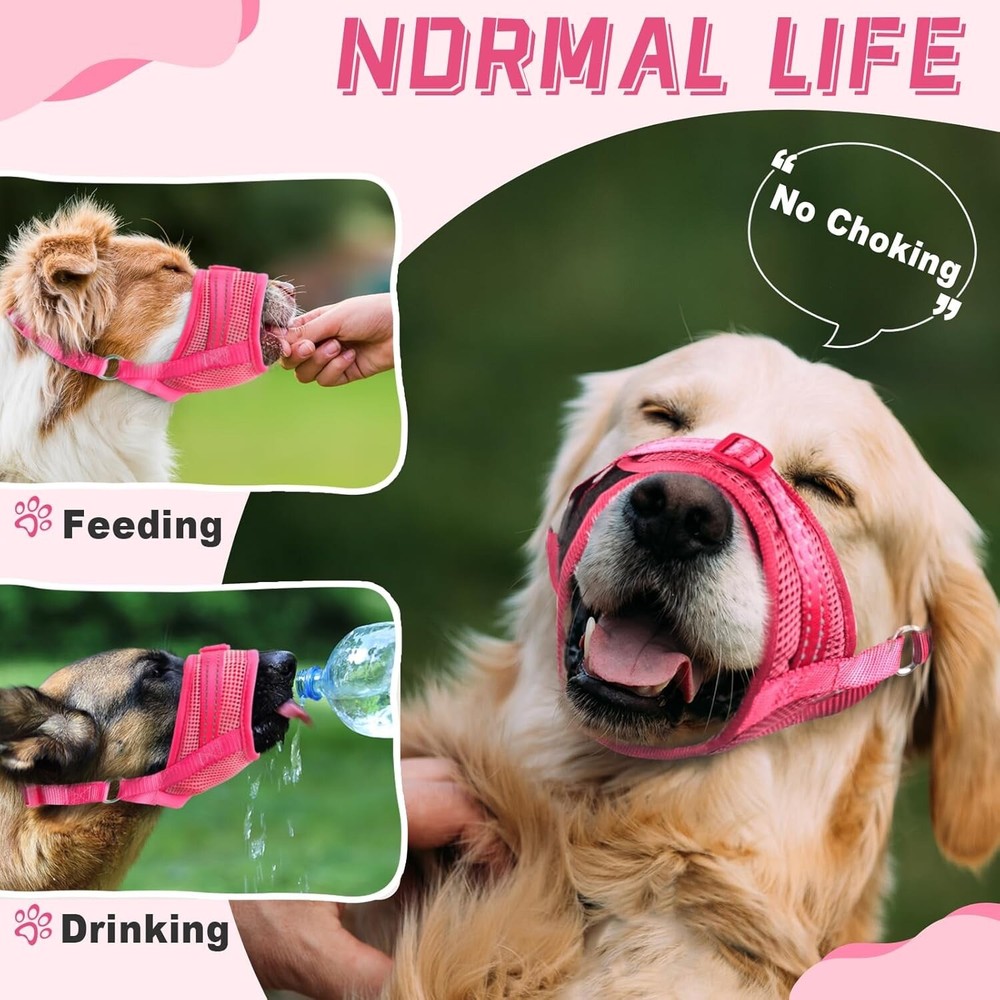 Dog Muzzle Soft Air Mesh Muzzle for Small Dogs, Pink (FREE SHIPPING)