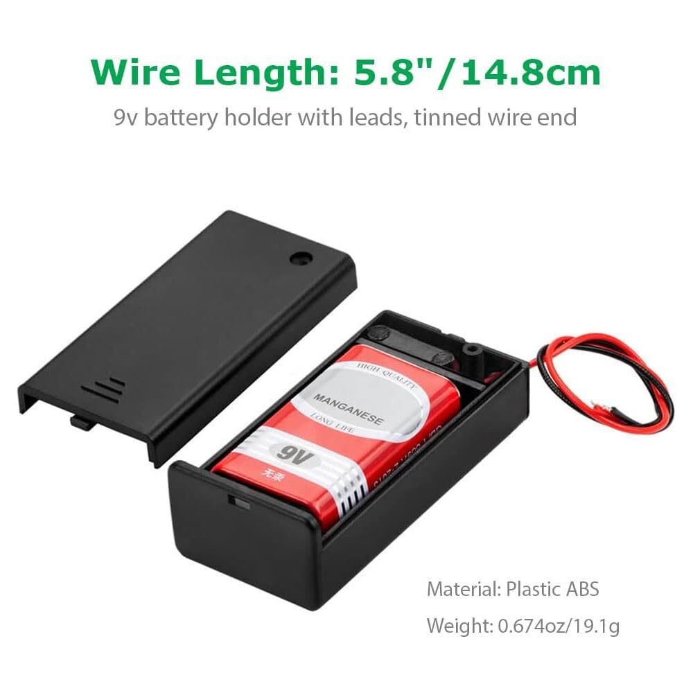 7 Pack 9V Battery Holder Case with ON/Off Switch for Students Experiments