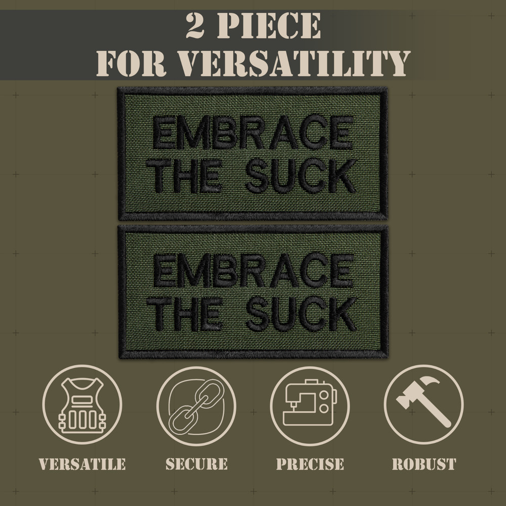 2 Pcs Embrace The Suck Patch Set, Embroidered Hook and Loop Patches
