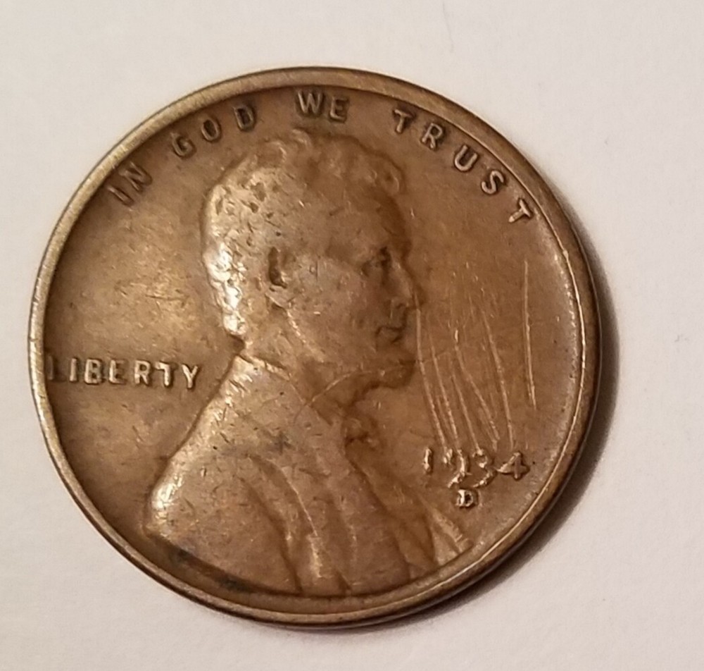 1934-D Lincoln Wheat Penny with Repunched Mintmark Error - L@@k
