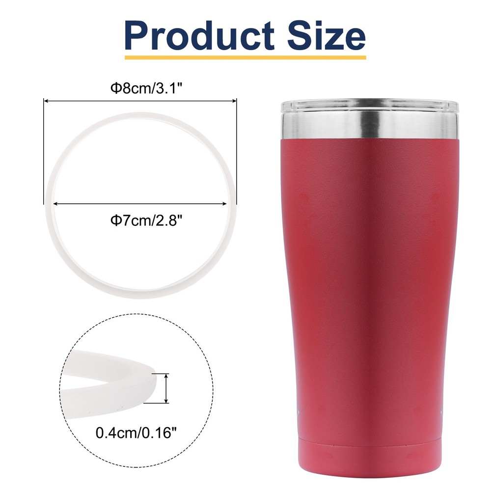 10pcs 40oz Replacement Silicone Lid Seals Ring (3", O-shaped, White)