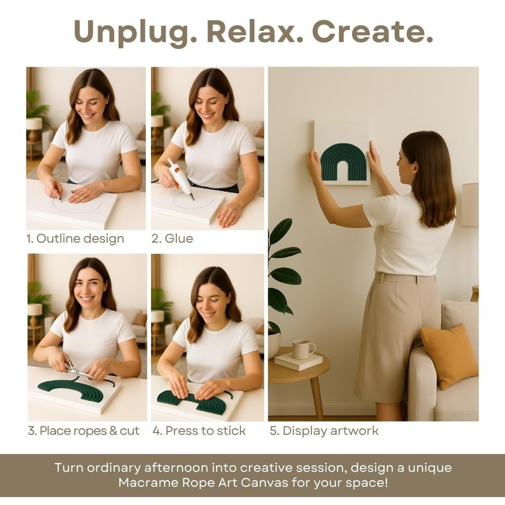 DIY Rope Canvas Kit for Beginners - Complete Macrame Ropes Supplies & Tools |...