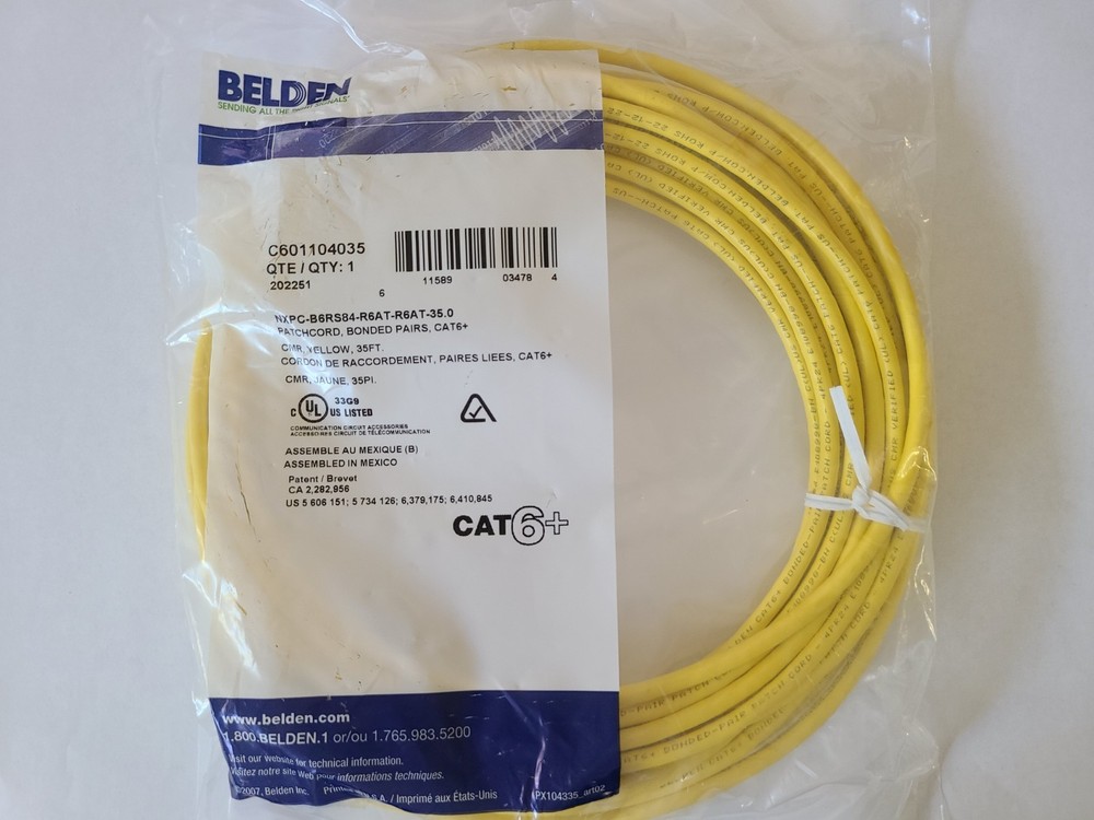 Belden Cat6 Ethernet Patch Cable - 35ft - Yellow