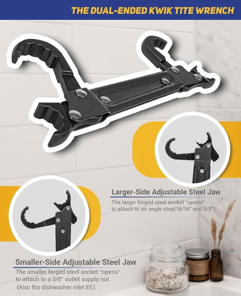 Angle-On Plumber Wrench for Installing New Compression Nuts Plumbing Tool