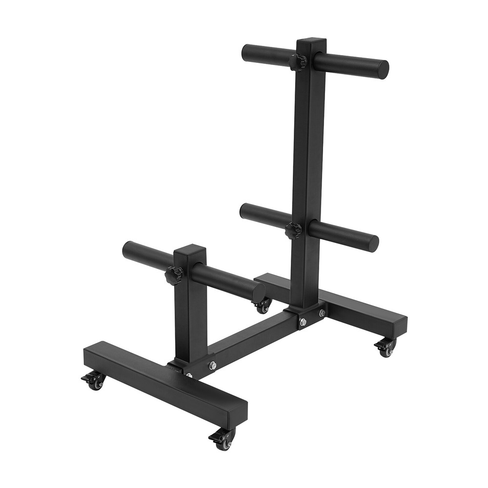 Durable Weight Plate Rack Tree with Universal Wheels for Easy Storage