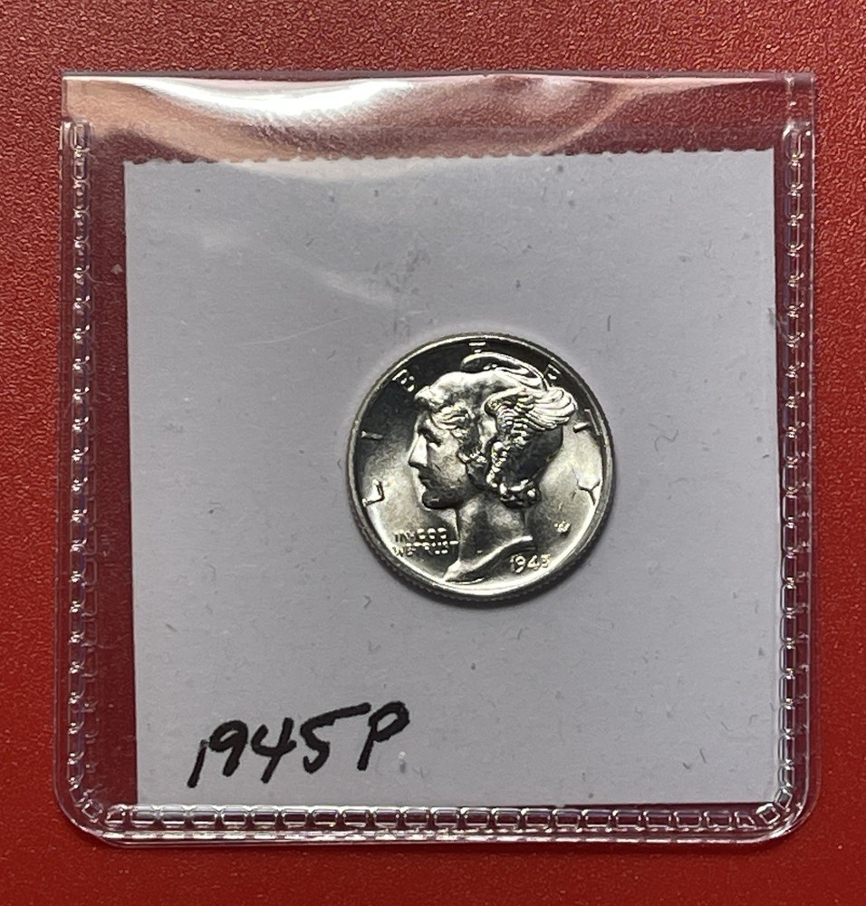 1945 P Mercury Silver Dime, Gem Uncirculated.