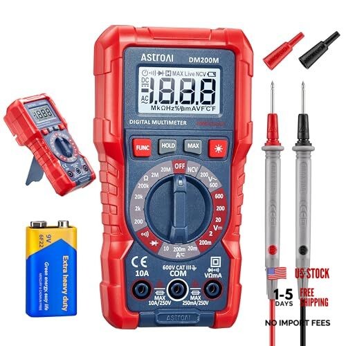 Digital Multimeter Voltage Tester, TRMS 2000 Counts Volt Meter; Fast and