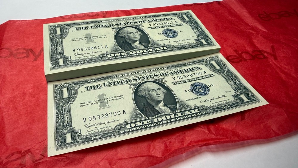 $1 Silver Certificate 1957 One Uncirculated Gradable Sequential Note Perfect UNC