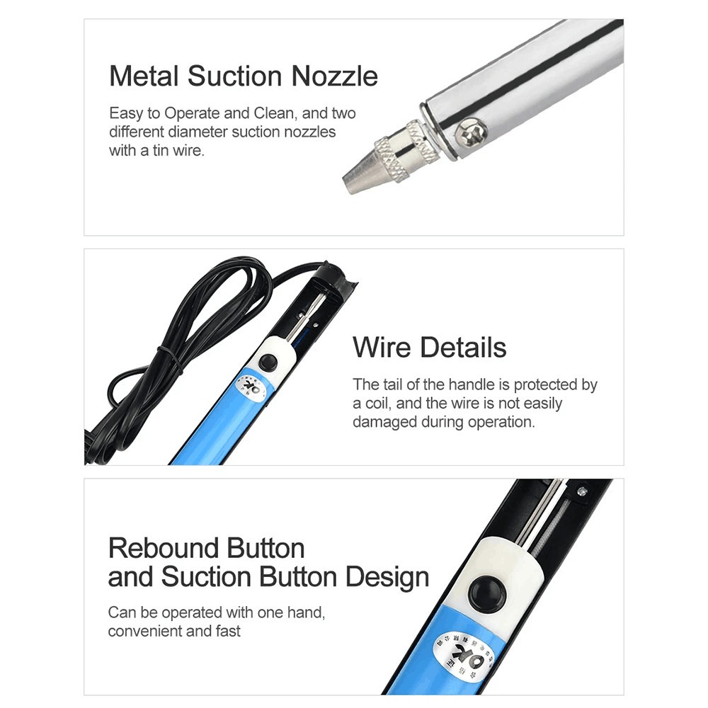 Electric Vacuum Solder Sucker Desoldering Suction Pump Iron Gun Drill Rod Tool